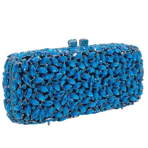 Image of Boutique De FGG Women Crystal Clutch Bag Minaudiere Box Handbag Party Prom Rhinestone Clutch Purse Wedding Bag, Mini