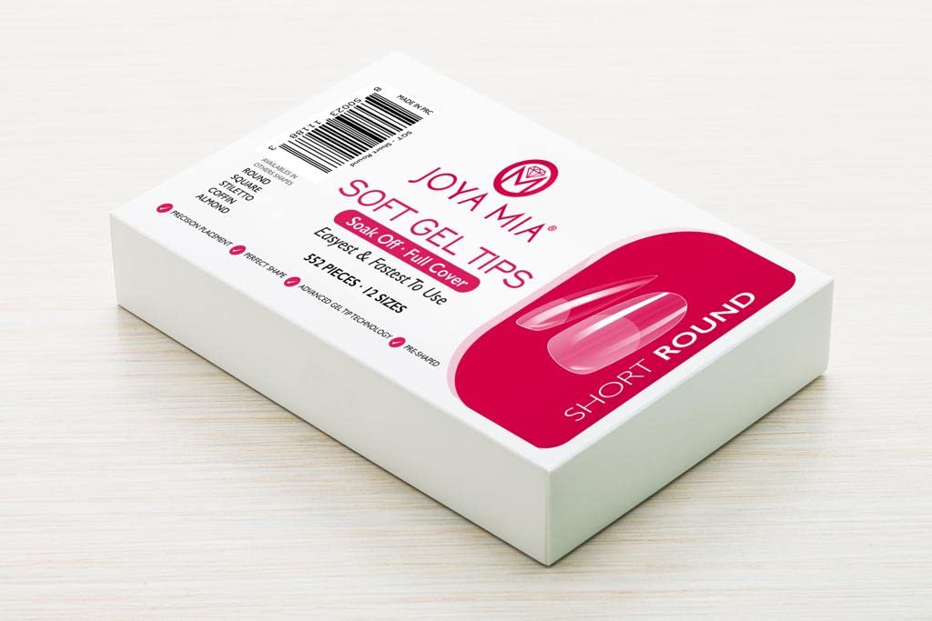 Soft Gel Nail Tips Full Cover Nail Tips Kit for Soak Off Nail Extensions, 550 Pcs Clear Soft Pre-buff PMMA False Press on Nail Tips, 11 Sizes - 10 Shapes to choose from (Short Round)