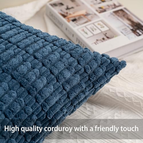 Image of Aegero Pack of 2 Corduroy Decorative Throw Pillow Covers 24x24 Inch, Teal