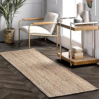 nuLOOM Rigo Hand Woven Farmhouse Jute Runner Rug, 76 cm x 244 cm, Natural