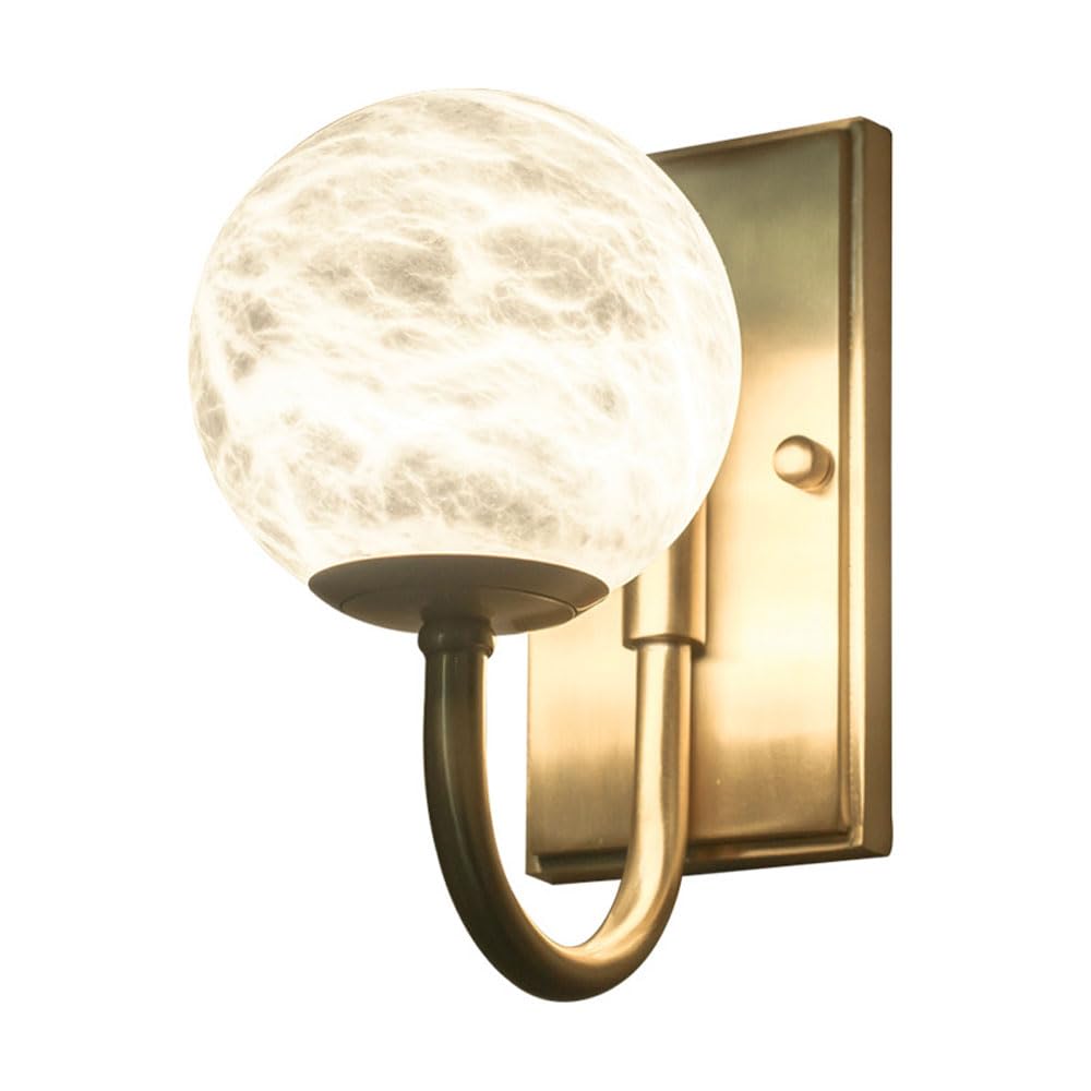 Ssbhdm Multicolor Medieval Style Natural Alabaster Wall Sconce, G9 Screw Hard Wiring Connection Wall Lamp, Marble Indoor Wall Light, Bedroom Dresser Porch Decorative Lighting Fixtures