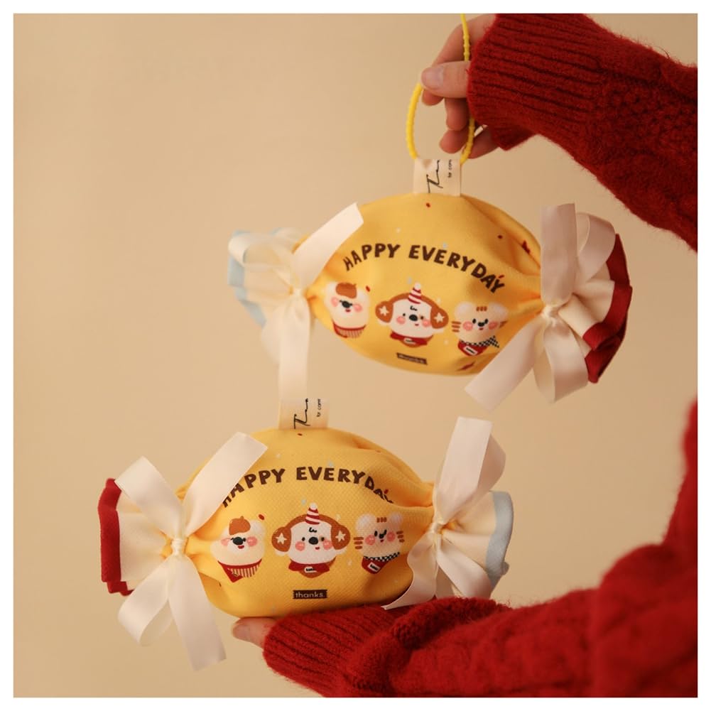 Süßigkeiten Tütchen aus Stoff Geschenktüten Kreative Bonbontaschen Niedliche Süßigkeiten-Tüten für Bonbons Kekse Babys Kinder Geburtstage Hochzeiten Babyparty Ostern Roter Bär 50 Stück