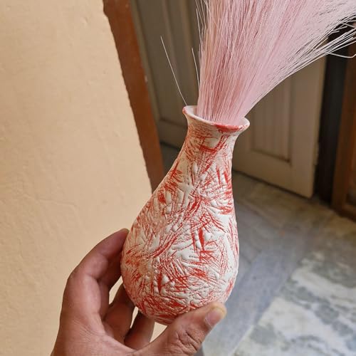 Image of Unique 8 Inches Heart Design Ceramic Vase for Living Room & Home Decor (8 Inches), Pampas Grass Heart Ceramic Vase for Living Room, Kitchen, Garden, Vases for Home Decor (Set of 3 Vases)