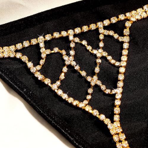 Image of Chain Thong Underwear for Women, Adjustable Rhinestone Panties