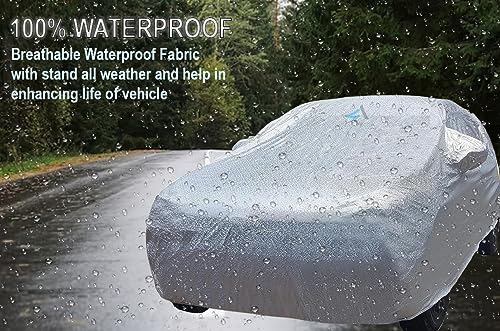 Image of Y3H 100% Waterproof Car Cover Compatible with Mahindra Kuv 100 (Model : 2016 Onwards) Custom Fit Body Covers with Mirror Pockets | Color : Metalic Silver
