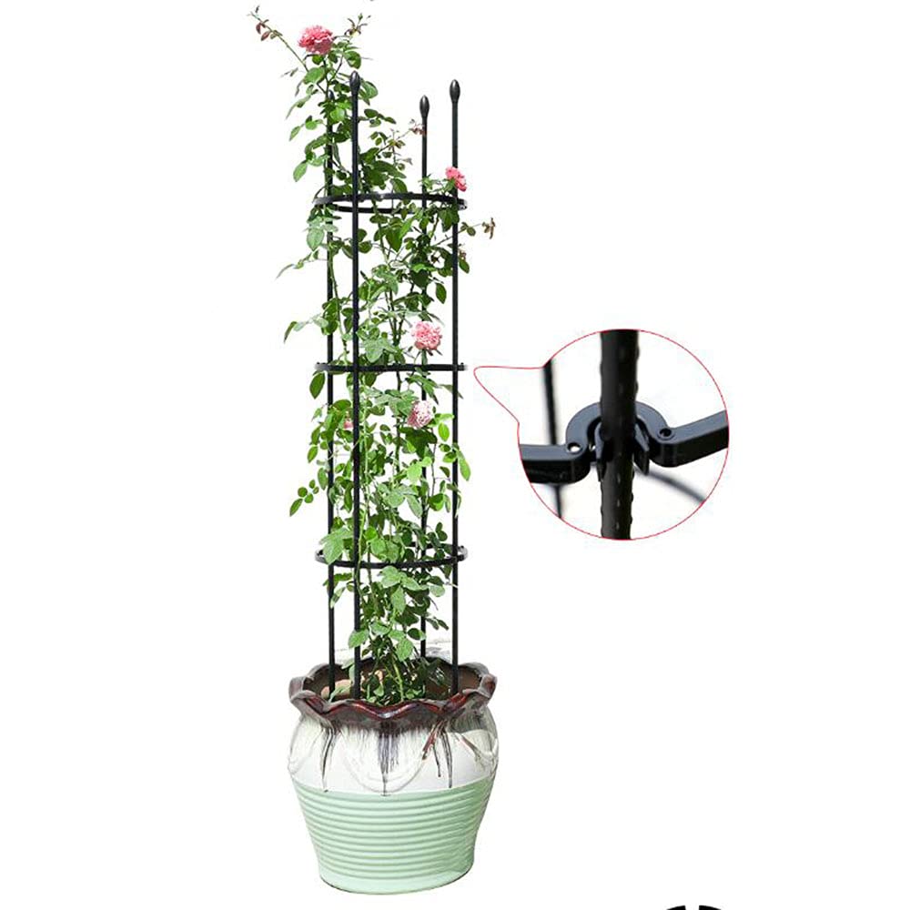 Tuteur en métal pour Plantes Support de Plantes de Jardin Treillis en Pot jardinières, extérieur intérieur Balcon, Noir, Height 90cm,120cm