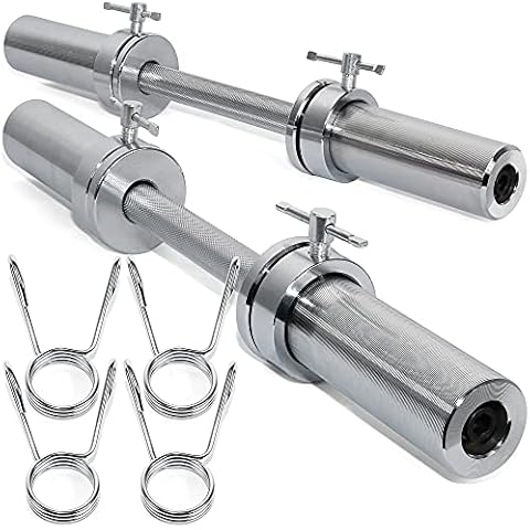 STOZM 20” Olympic Dumbbell Handles – Chrome Dumbbell Weight Lifting Bars with Knurled Grip & Rotating Sleeves Fit 2” Plates – Spring Collars & T-Screw Collars Included, Max Loading 300lbs (Pairs) Cover