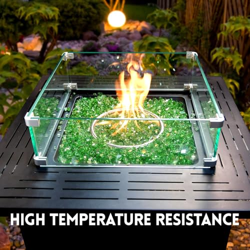 GasSaf 1/4 Inch Fire Glass Reflective Tempered Fireglass Cut Crushed FireGlass for Fire Pit, Fireplace, Replaces Existing Gas Logs & Lava Rocks (20 Pound)(Green Reflective)