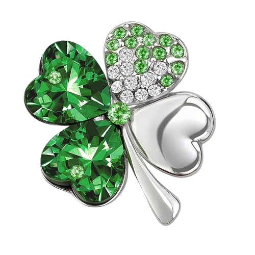 DAYANEY St Patricks Day Pin for Women Four Leaf Shamrock Pin as St Patricks Day Irish Gifts Accessories 4 Leaf Green Flower Brooch Enamel Pins Irish Jewelry for Women Shirt Outfit