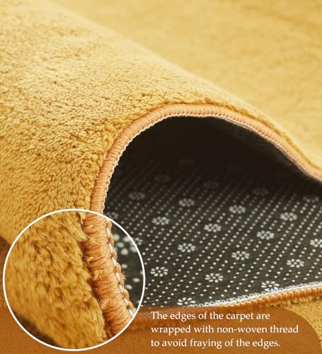 Image of Obsessions Large Indoor Polyester Carpet with Solid Pattern Felt Backing, Ideal for Bedroom & Living Room 160x230cm, Camel