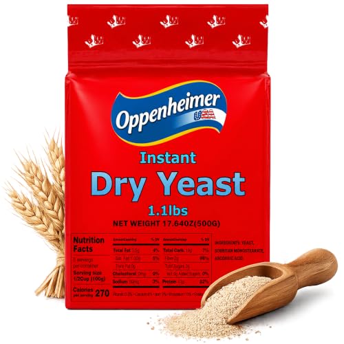 Instant Dry Yeast – 1.1 lb (500g) – Fast-Acting Yeast for Baking, Bread, Pizza Dough, and More, Kosher,
