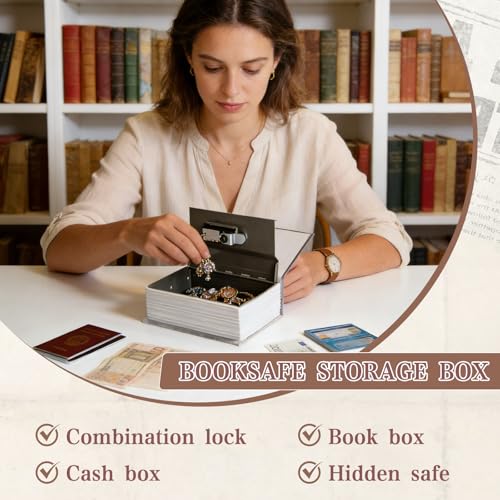 Buch Safe mit Kombinationsschloss,Buchsafe Wörterbuch mit Geheimversteck,Wörterbuch Buch Safe,Geschenk für Freunde Für Schlüssel Geld, Dokumente, Bargeld, Schmuck, Schmucketui