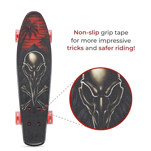 Image of Tony Hawk 22 inch Complete Cruiser Skateboard, 9-ply Maple Deck Skateboard for Cruising, Carving, Tricks and Downhill, Crossbone