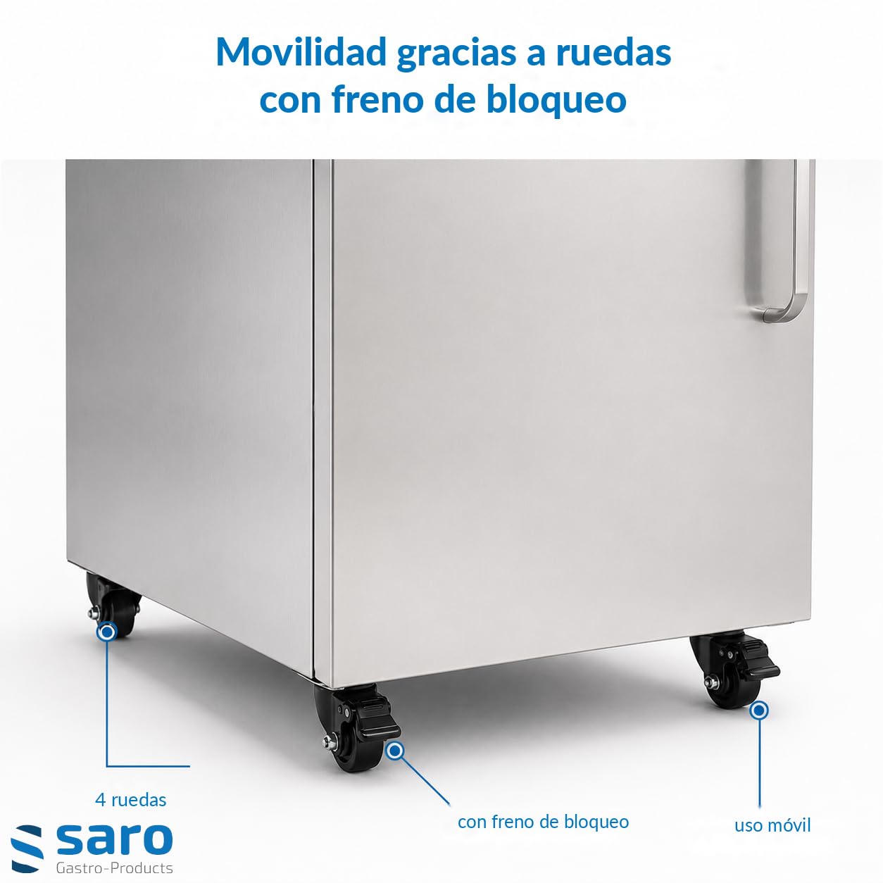 SARO TW 60 Armario calientaplatos, 60 platos de 29 cm Ø, acero inoxidable, 3 compartimentos, ruedas con freno, temperatura +35 a +85 °C