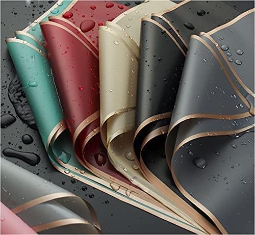 Image of Zarwani - 20 Sheets Korean Style Waterproof Multicolor Bouquet Wrapping Paper (58cm x 58cm, 60 Microns) | Golden Border Design, Giftwrap for Flowers & DIY Gift Wrapping Paper (20, Gold Border Multi)