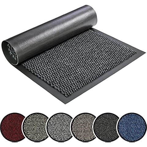 TrendMakers Barrier Mat Large Grey /Black Door Mat Rubber Backed Medium Runner Barrier Mats Rug PVC Edged Heavy Duty Kitchen Mat(80 X 120 Cm) Cover