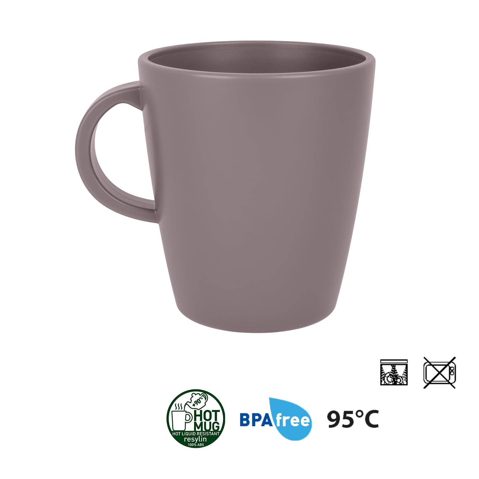 BRUNNER Melamin Geschirr-Set Camping 16-Teilig DOLOMIT Lunch Box Stapelbar | Antislip (Antirutsch), 2-4 Personen, wie Steingut (StoneTouch), Bruchfest, Teller & Kaffe-Becher, Wohnmobil Wohnwagen Boot