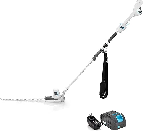 Cortasetos de poste inalámbrico de 40 V de largo alcance de 20 pulgadas longitud de corte de 6 posiciones cabeza ajustable con batería y cargador