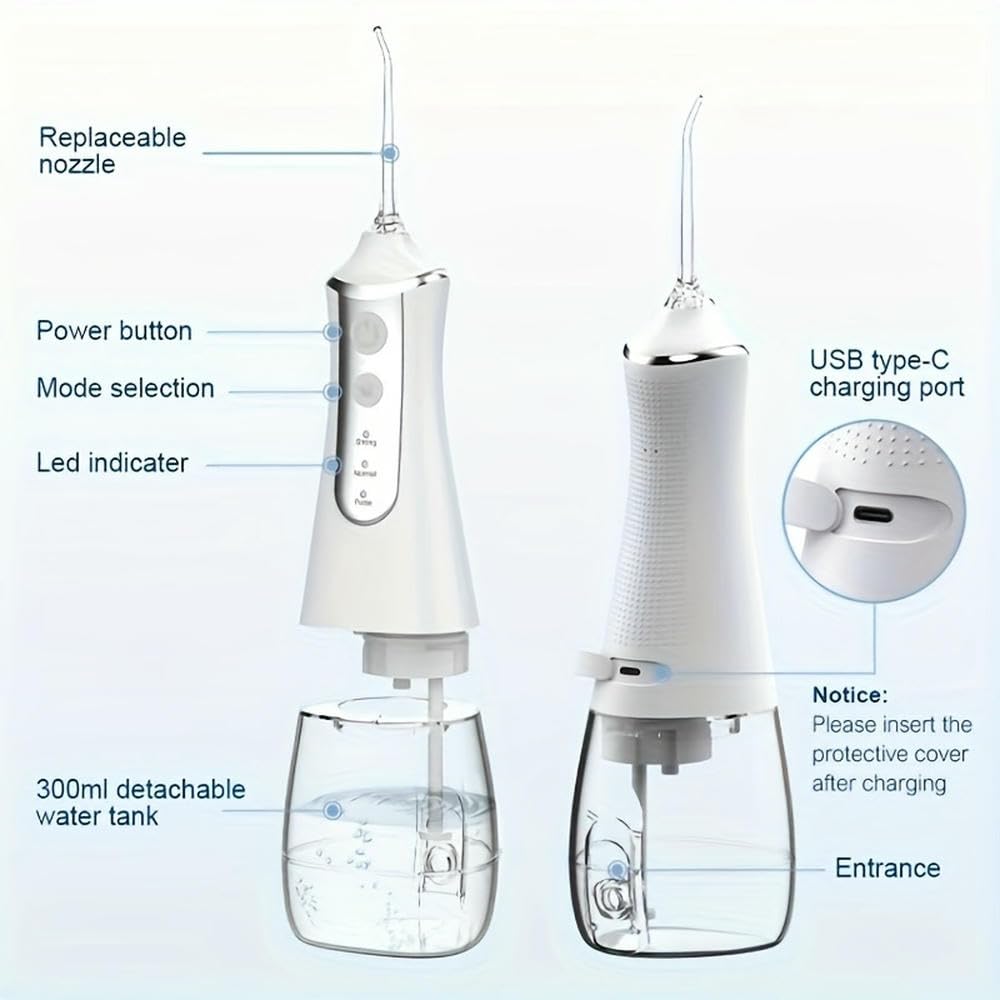 Irrigador bucal portátil Hilo, Recargable y Resistente, Cuidado Protector, Agua Limpia, Hilo Dental de Cuarzo.
