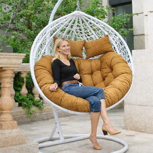Image of Patio Double Chair Cushion Replacement 55x35in Thickened Memory Foam Large Double Egg Swing Chair Cushions Outdoor Hnaging Basket Egg Chair Cushion 55x35in (Cushion Only) R-11