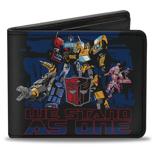 Hasbro Wallet, Bifold, Transformers Autobots We Stand As One Group Black Blue Red, Vegan Leather