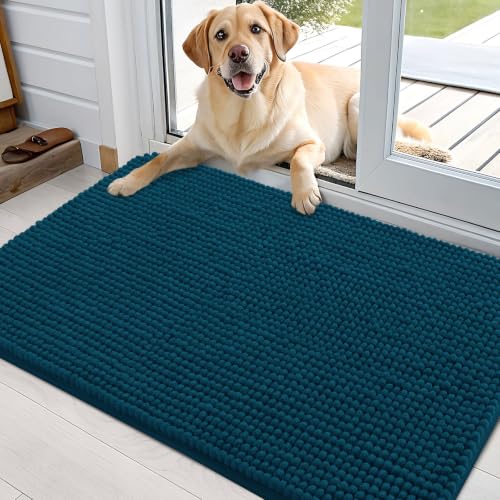 Image of OLANLY Dog Door Mat for Muddy Paws 36x24, Absorbent Chenille Mud Doormat