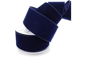 Navy 2.5" Wired Velvet Ribbon