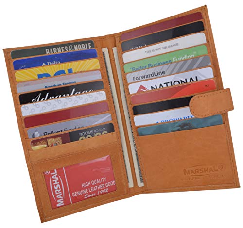 Marshal Genuine Leather Bi-fold Card Holder #1629CF Tan2