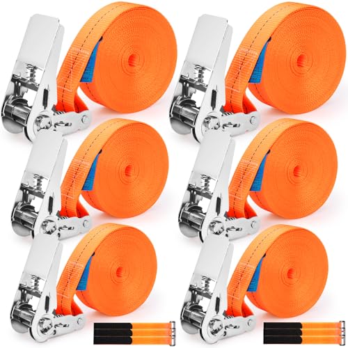 YIYADI Spanngurte mit Ratsche(6 Stück),Spanngurt Befestigungsgurt,2-4-6m Ratschengurt,Heavy Duty Spanngurte mit Haken,Spanngurte mit Klemmschloss,für Gepäckpakete,Transport,Fracht,Camping