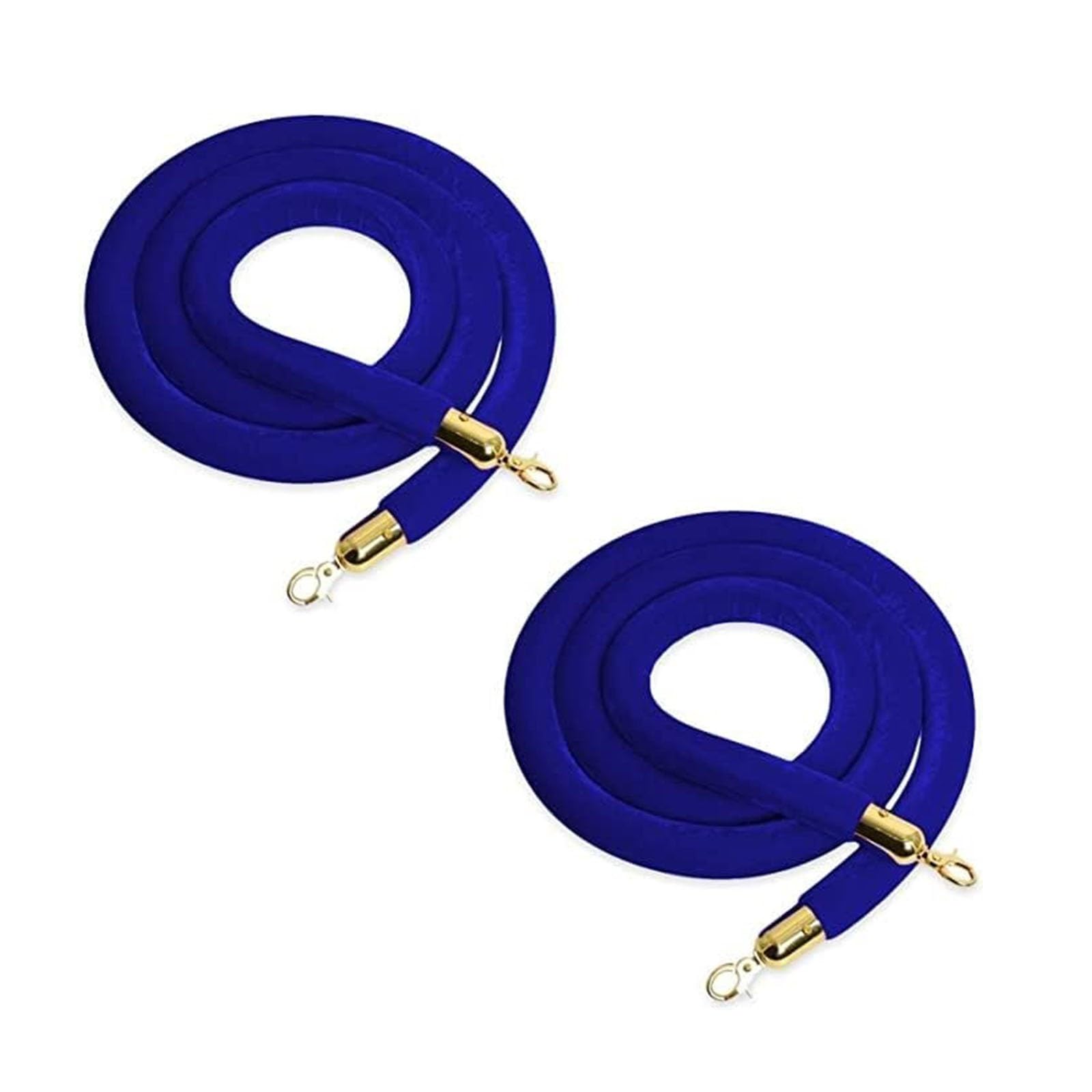 Ghkryd Blue Barrier Rope, Stanchion Rope Crowd Control Barrier, Velvet Queue Cord Lines With Polished Gold Hooks(Blue)