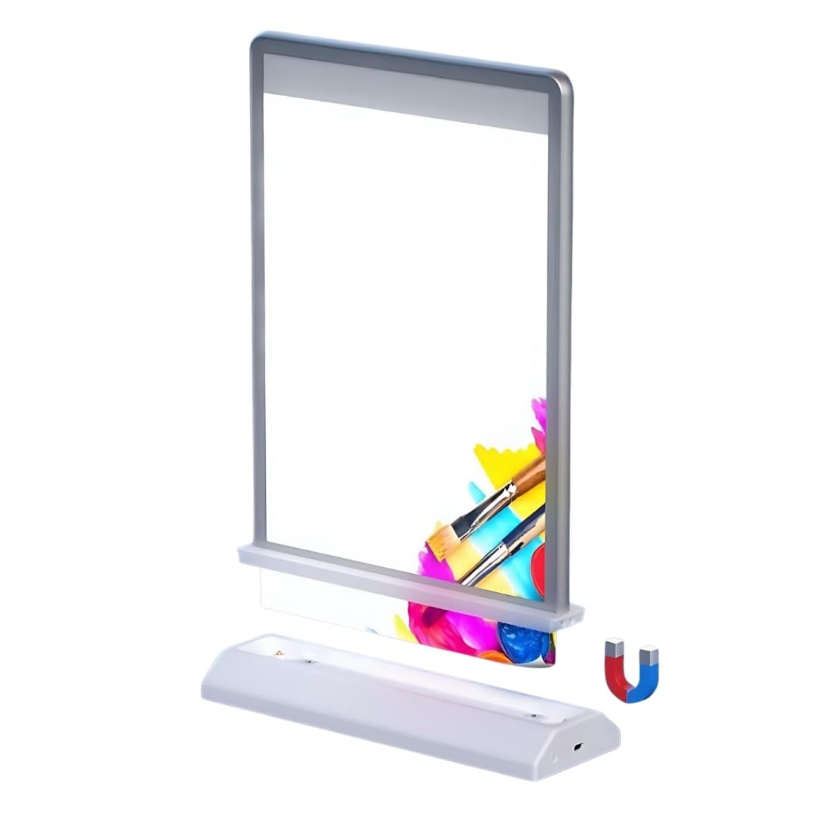 Caja De Luz Led Publicitaria De Escritorio Recargable A4/a5 – De Doble Cara, Soporte De Menú Portátil Con Luz Intermitente De Acrílico white A4 plug-in model