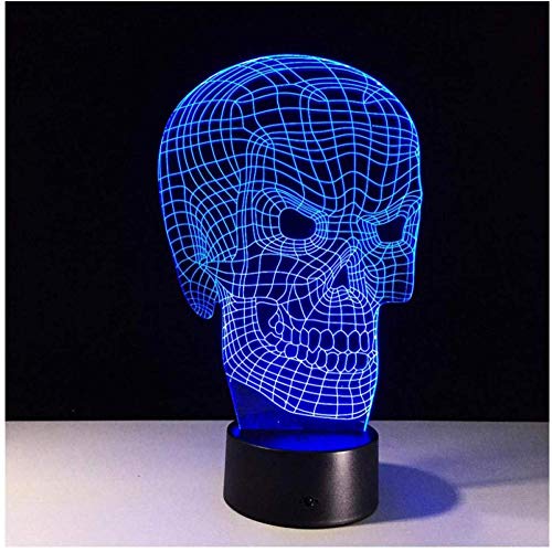 Preisvergleich Produktbild Nachtlicht New Skull 3D Optische Täuschung Tischlicht Stimmungslampe Touch Fernbedienung 7 Farben Home Light Party Dekor Neuheit Geschenke