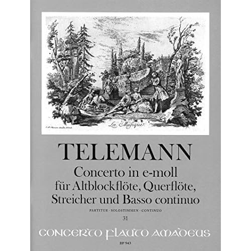 TELEMANN - Concierto en Mi menor para Flauta de Pico Alto, Flauta, Cuerdas y BC (Partitura/Partes)