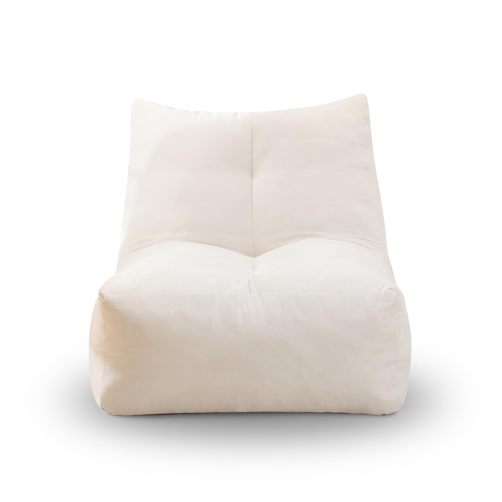 Lyon Sence Bean Bag Chair, Stuffed Bean Bag Chair, Memory Foam Filled Bean Bag Chair, Armless Bean Bag Chair with Filler for Living Room (Suede Fabric in Beige, 39.4