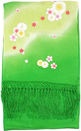 七五三七歳‼正絹豪華緑×赤御所車花々金箔金彩煌