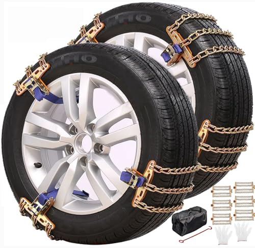 Deceny CB - Snow Chains, Universal Car Emergency Anti Slip Snow tire Chains, 6 Pack Winter Security Car Tire Snow Chains Width 225-275mm(8.9-10.8 inch) for Most Cars/SUV/Trucks