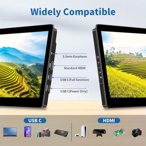 Image of Portable Monitor Touchscreen,8.9 Inch Small Monitor for Computer| 1920 * 1200 |16:10|450Nits|Optical Bonding| HDMI /USB-C Port|Mini Display for Raspberry Pi Laptop Mini PC Mac