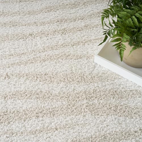 Tapete decorativo moderno Nourison beige 5'3" x 7' miniatura 4