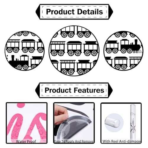 PLIGREAT 2 hojas vinilos decorativos tren dibujo negro miniatura 6