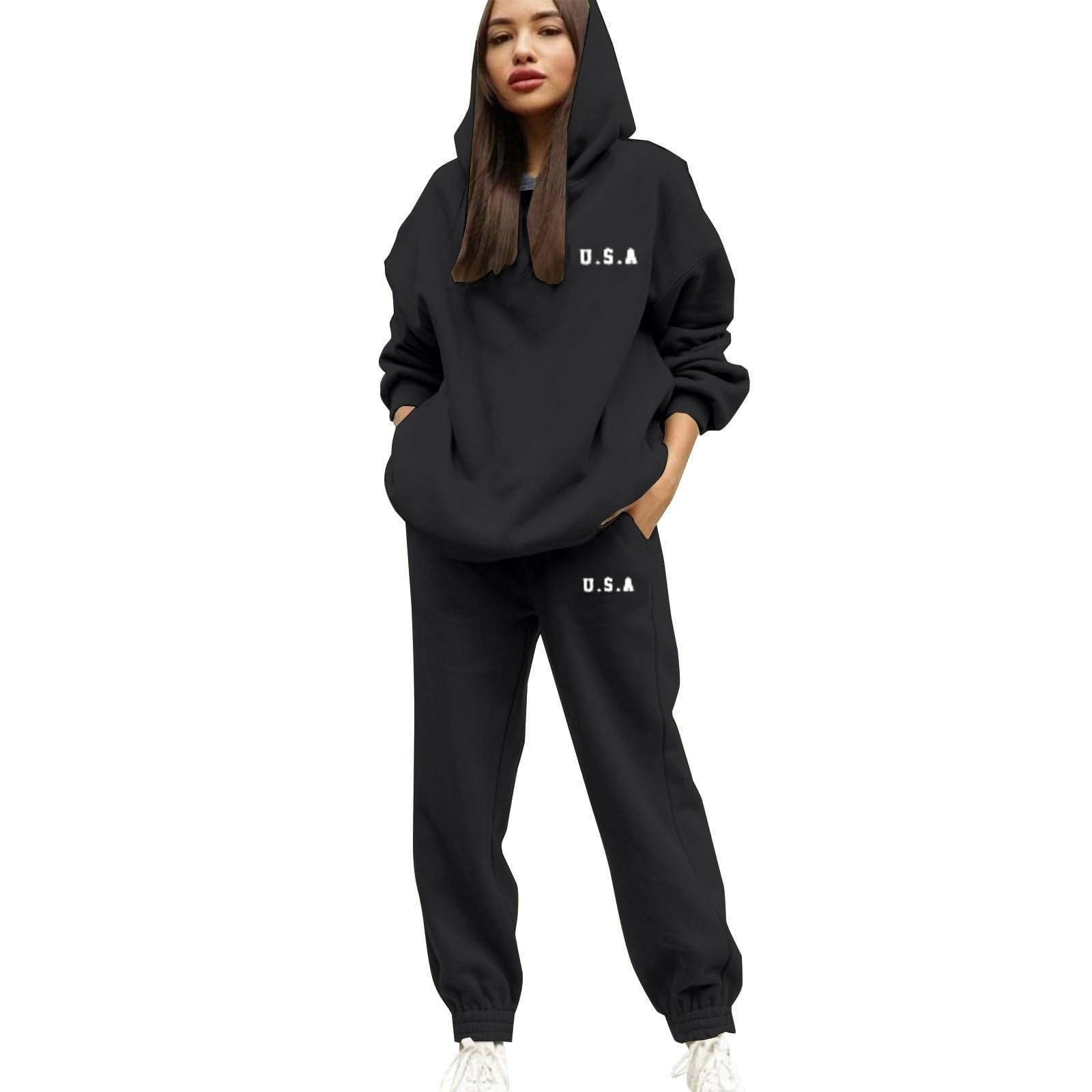 Generico Completo Sportivo Donna Completi 2 Pezzi Felpa e Pantaloni Autunno Inverno Tute da Ginnastica per Jogging Fitness Casa
