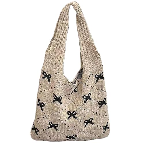 Sac à tricoter esthétique avec motif nœud pour un style Y2k unique