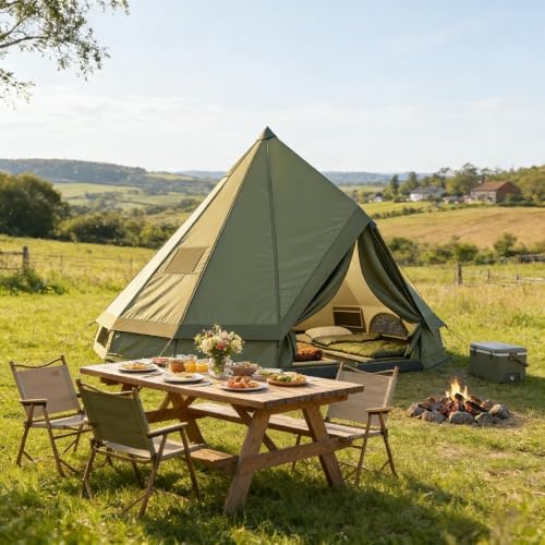 Carpa Teepee para 4-6 Personas con Estufa, Resistente 4 Estaciones miniatura 6