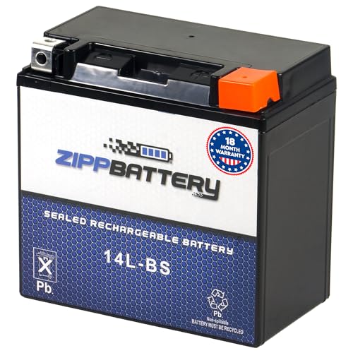 ZIPPBATTERY YTX14L-BS Maintenance-Free 12V 14Ah Battery Replacement for ATV, Motorcycle, Jet Skis, Scooter, UTV, and More - Nut and Bolt (T3) Terminal