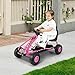 HONEY JOY Pink Go Kart for Kids, 4 Wheel Pedal Powered Go Cart with Steering Wheels & Adjustable Seat, Safety Hand Brake, Non-Slip Tires, Outdoor Off-Road Racer Ride On Pedal Car for Boy Girl (Pink)