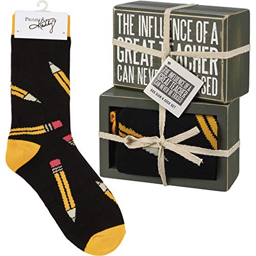 Kit enseignant avec panneau message en bois et chaussettes confortables