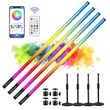 ZDMDRGB 4Pack Smart APP Control 4ft RGB Neon Tube Light Bar Stand 4800mAh Rechargeable Magic LED Mood Light Stick Full Color 2700-6500K CCT for Video Shooting Wedding Dance DJ Stage Party Event