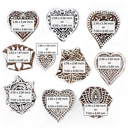 Image of Hashcart | Set of 10 | Multi Flower Design Printing Stamps for Scrapbooking | Blocks for Project Making | Henna Mehndi | Kids & Art Project | Fabric Textile | Pottery Craft
