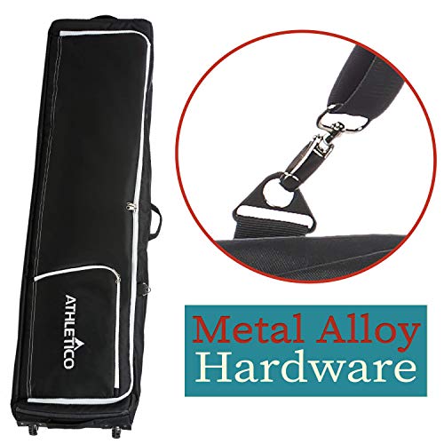 Athletico Conquest Padded Snowboard Bag with Wheels - Travel Bag for Single Snowboard and Snowboard Boots (Black, 175 cm)