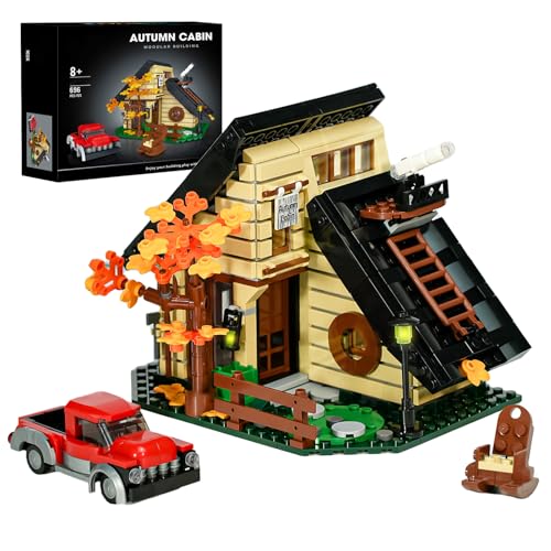 Image of House Building Set Compatible with Lego for Adults,A Frame Cabin Toy for Architecture Lovers,Gift for Halloween,Christams Home Decor 696 pcs