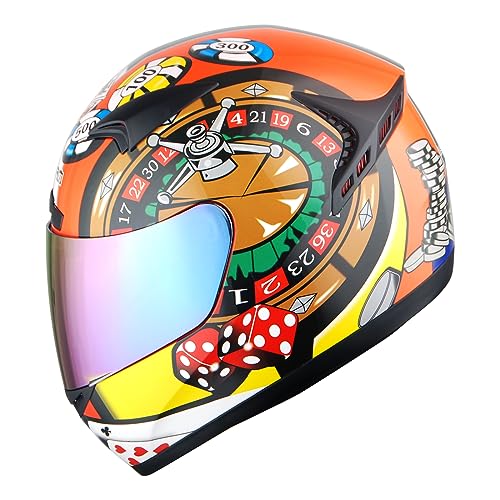 1STORM Motorcycle Bike Full FACE Helmet Booster Lucky Wheel Roulette; Size XS (53-54 CM)